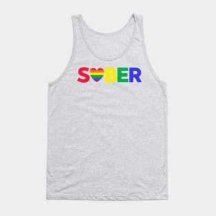 Sober Rainbow Heart Tank Top